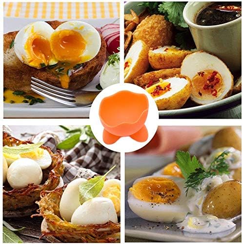 Junsi 4pcs Silicone Egg Cups Stands Stands para servir ovos cozidos e macios, cor aleatória