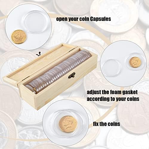 40 peças 46 mm de moeda cápsulas com junta de espuma Junta prateada portador de caixa de moedas