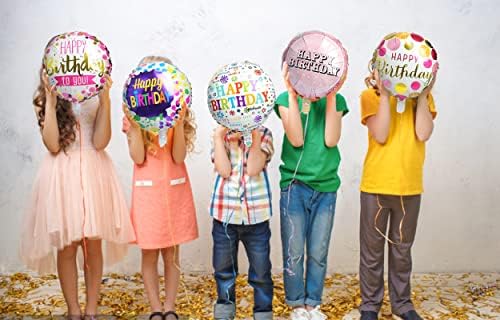Balões de Feliz Aniversário Round Mylar Helium Balloon Party Decorations Supplies 6pcs