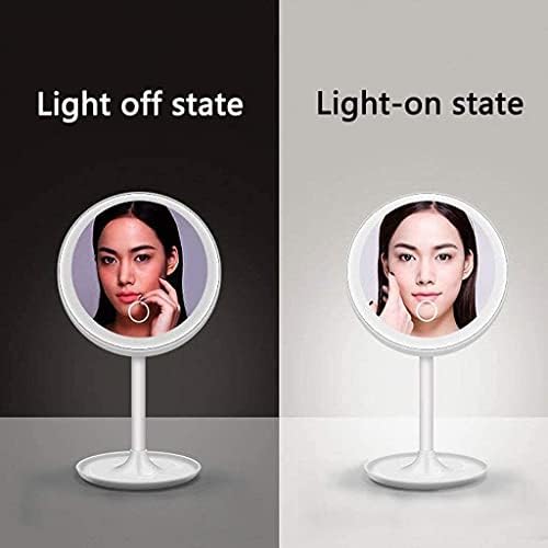 Syzhiwujia Espelho de maquiagem de espelho pequeno, espelho de vestiário LED Desktop USB enchimento