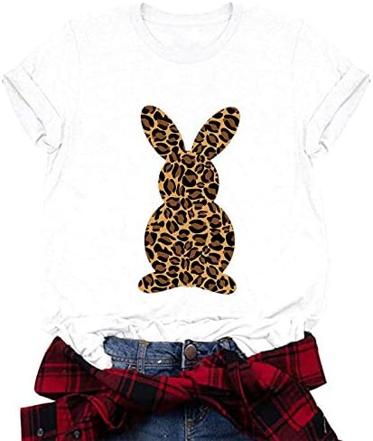 Camiseta de leopardo de leopardo feminino Tees gráficos solteiros casuais camisetas de manga curta de canela curta para férias