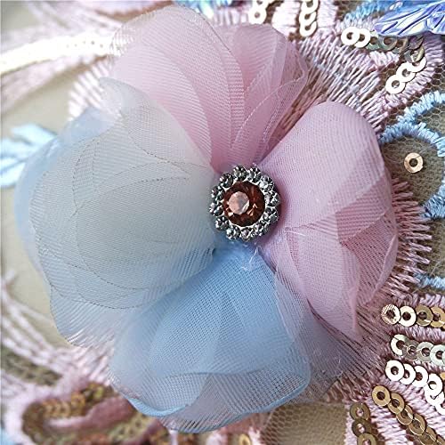 Jydqm rosa azul 3D Butterfly Flower Lace Taber Tassel Mer (apliques de colarinho de colarinho de colarinho
