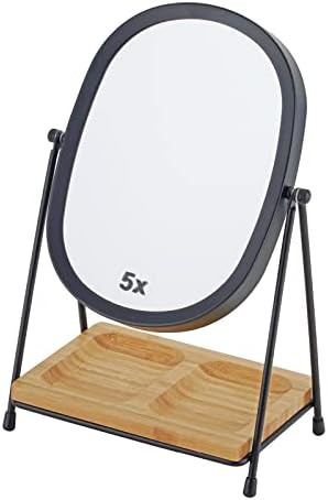 Joyeikon clássico de dupla face 5x e 1x espelho de maquiagem e espelho de vaidade de 360 ​​° de mesa, espelho de desktop cosmético