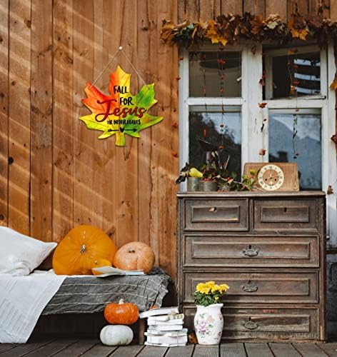 Sicohome Maple Leaf outono decoração 11.5 Corto para Jesus Ele nunca deixa a decoração Sign Farmhouse
