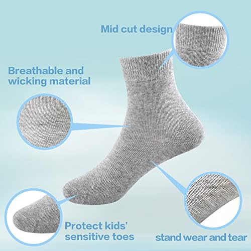 Toddler Kids Crew Socks 15 pacote de pacote meias atléticas meias macias meias de almofada para meninos ativos meninas de meninas esportivas