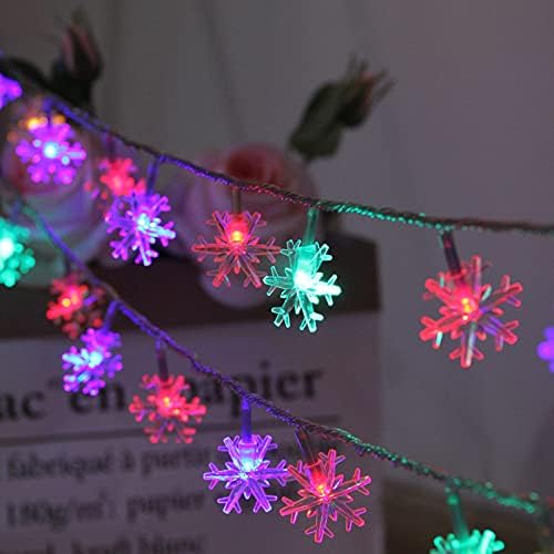 Accueill Christmas 20ft 40 LEDs Luzes de cordas de floco de neve, bateria operada por 2 modos Fairy Lights,