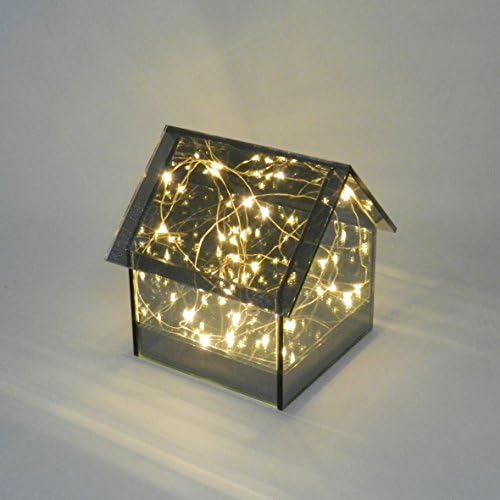 CvhomedEco. Luzes de cordas LED com cabine de vidro espelhado tawny, bateria operada, efeito estrelado romântico