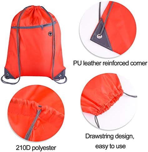 Kuuqa 12pcs Sacos de mochila de cordão de tração em massa com bolso com zíper e furo de fone de ouvido