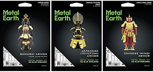 Metal Earth Fascinations 3D Modelo de metal Kits Conjunto de armaduras de 3 - Samurai Naoe Kanetsugu - Toyotomi