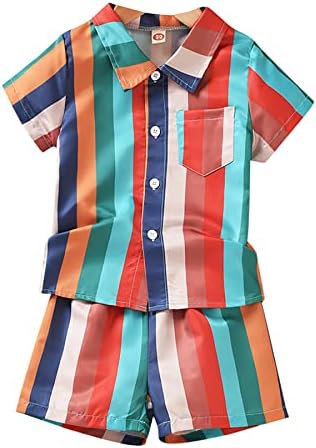Rixin Little Baby Boys Camisa Hawaiian Sets Button Button Down Down Sleeve T- Shirt Shorts 2 PCs Casual Roupa