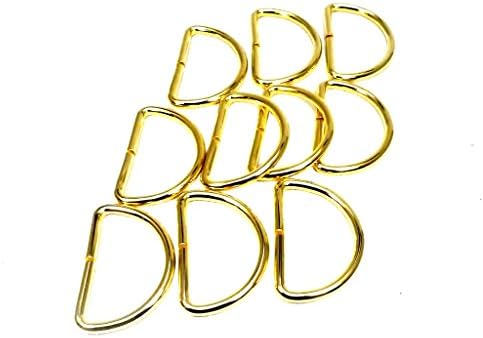 Family Tool 56455 D-ring, largura interna 1,2 polegadas, ouro banhado, pacote de 5
