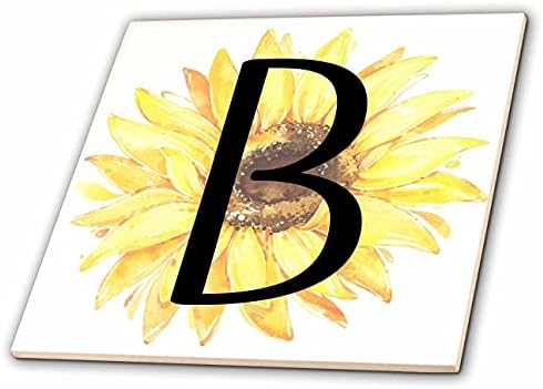 3drosrose monogram b bonito imagem de girassol em aquarela - telhas