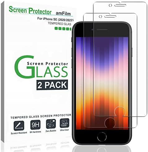 Protetor de tela AMFILM Compatível com iPhone SE 2 / SE 3 Vidro temperado de geração, iPhone 8, 7,