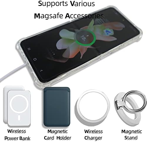 Caso claro de Boaoige Magnetic para Samsung Galaxy Z Flip 4 5G, compatível com carteira de cartões Magsafe