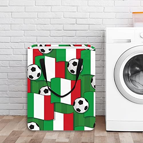 Itália sinaliza bolas de futebol lavanderia lixo de armazenamento dobrável com alças para cesto, quarto de crianças, armazenamento de brinquedos
