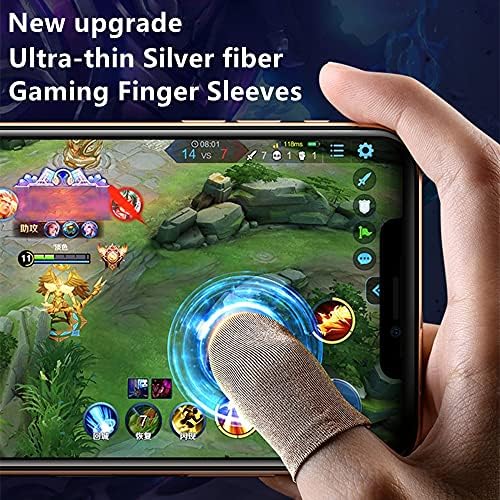 Mangas de dedos para jogos de telefone Coobile （2 pacote） fibra de prata mais sensível Anti-Sweat Breathable
