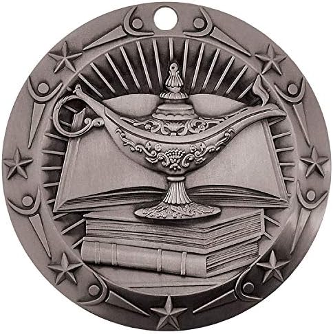 Medalha de classe mundial acadêmica - lâmpada de 3 polegadas de largura de conhecimento com estrelas e listras American