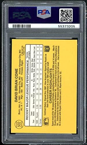 David Cone Rookie Card 1987 Donruss #502 PSA 9