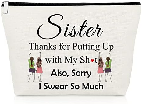 Presentes engraçados irmãs da irmã obrigado maquiagem bolsa de amizade de amizade presente inspirador irmã de aniversário