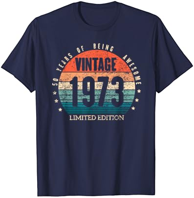 Vintage 1973 Limited Edition Presentes de 50 anos de 50º aniversário da camiseta