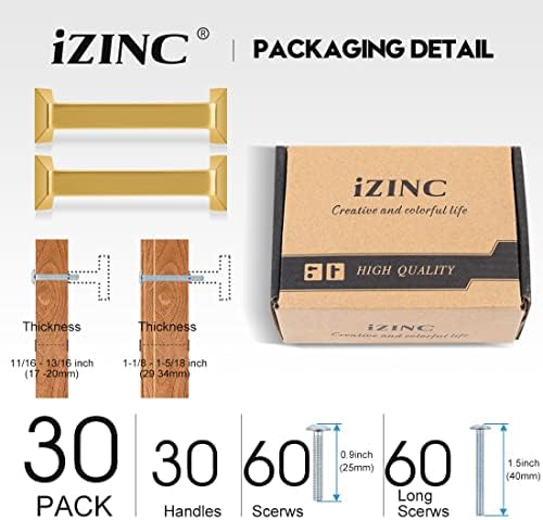izinc 30 pacote de gaveta de zinco sólido puxadores de gaveta e alças de gaveta, 3 3/4 polegadas/96mm