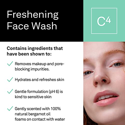 Faceteory Freshening Face Wash C4 - Limpador de chá verde espumante, limpador facial, lavagem do