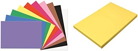 Prang Construction Paper, 10 cores variadas, 12 x 18, 100 folhas e papel de construção, amarelo, 12 x 18, 100 folhas