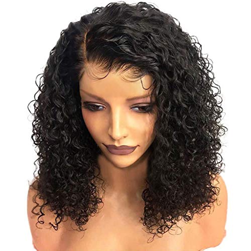 Fnjuucw Curly curto ondulário de perucas para mulheres, o ondulário preto para mulheres negras, pêlos de fibra resistentes ao calor, resistentes ao calor
