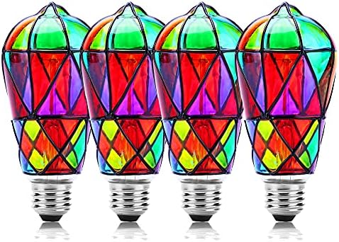 Lâmpadas lideradas por kitmose, lâmpada de lâmpada LED de 40 watts LED 4 led de lâmpada Edison lâmpada de vidro de vidro de vidro E26 Lâmpadas de substituição Vintage Tiffany Style for Bedroom Lar Room Home Decoração de Natal 3.5W