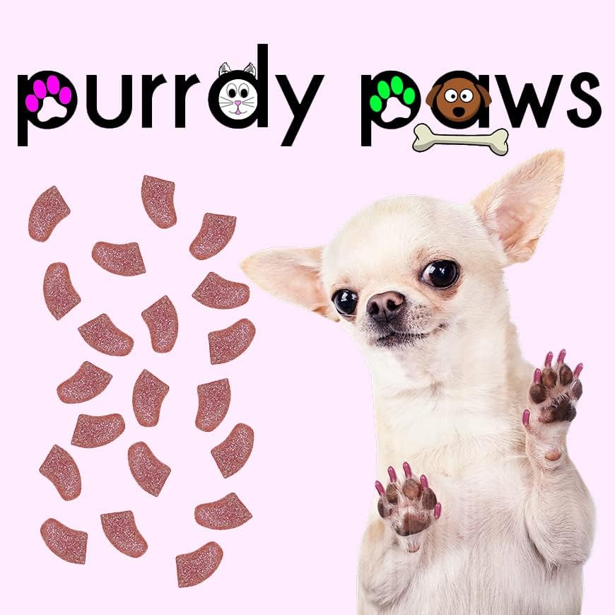 PAWS PUNTRY PAWS 3 meses Fornecer tampas de unhas macias para garras de cachorro Glitter rosa xxl