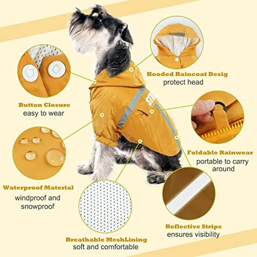 T'Chaque Dog Cap capa com tira refletiva, jaqueta de poncho leve e respirável de cachorro à prova d'água,