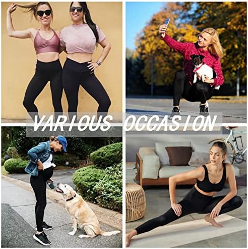 Pacote Yolix 7 Pacote de altas pernas de cintura para mulheres, treino preto de yoga atlético Leggings