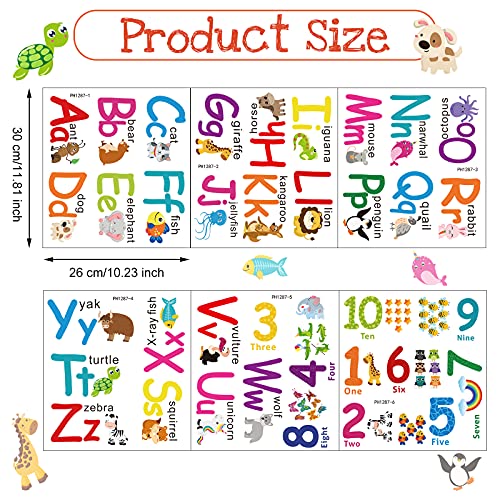 Adesivos de parede do alfabeto crianças decors para crianças adesivos de animais abc removíveis