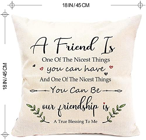 Presentes de amizade de Kamalove, travesseiros 18 x 18 com citação, capas de travesseiros decorativos