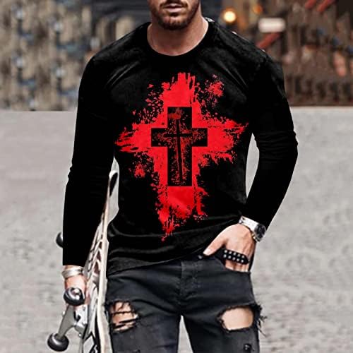 XXBR HALLOWEEN Mens Soldado Soldado Longa T-shirts, Vintage Jesus Cruzado Principado Músculo Athletics