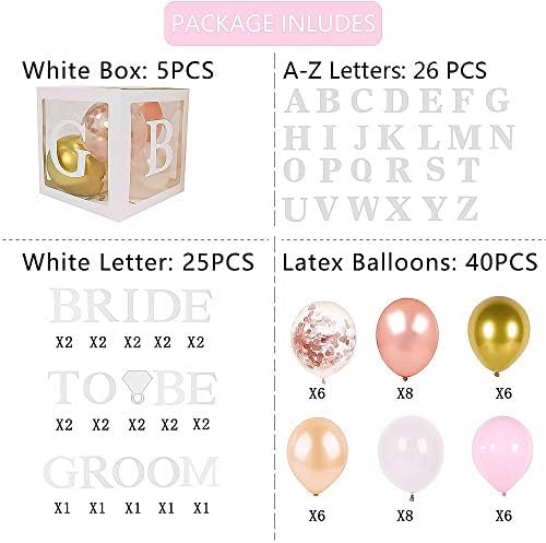 96 PC Decorações de chuveiro de noiva Caixas de balão Bloco transparente com noiva para ser + Groom