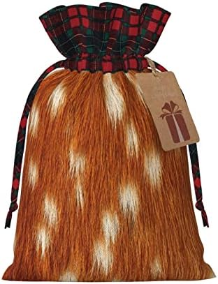 AllGobee Christmas Drawstring Gift Sacors Sika-Deer-Skin-Camouflage Buffalo xadrez Bolsa de Bolsa Favorias