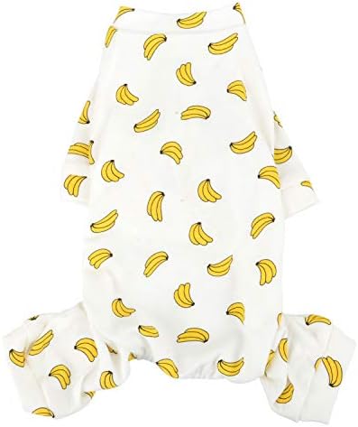 Zunea Pijamas de cão pequeno Banana PJS Macacão Pijamas de algodão macio Menpinas de verão Coupas