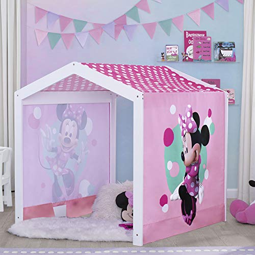 Disney Minnie Mouse Indoor Playhouse com Tent de Fabric + Mysize Wood Corder Bed por Delta Children, Bianca
