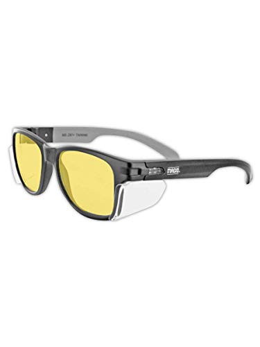 Magid Gemstone Y50 Desempenho de óculos de segurança com escudos laterais, lente âmbar, lentes de policarbonato resistentes a arranhões, 1 par