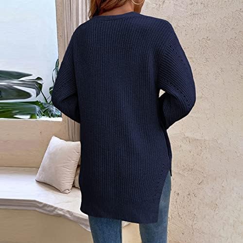 PrDECEXLU ENGANTO Holida de manga longa suéteres para mulheres Caminhando botão Up Loose Polyester