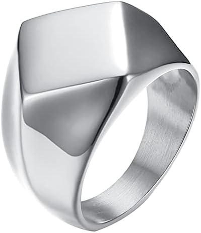 Povander Aço inoxidável polido Polido quadrado quadrado em forma de diamante Banda de anel de sinete para homens
