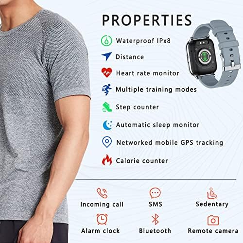 Feilok Smart Watch, Rastreador de fitness de smartwatch de 1,69 para smartphones Android & iOS com rastreamento