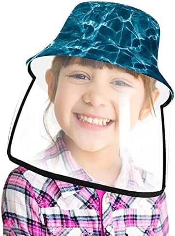 Chapéu de proteção para adultos com escudo facial, chapéu de pescador anti -sun tap, arte azul -água ripple