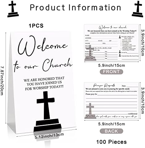 101 peças Cartas de visitantes da igreja 1 Bem -vindo ao nosso cartão da igreja e 100 peças 4 x