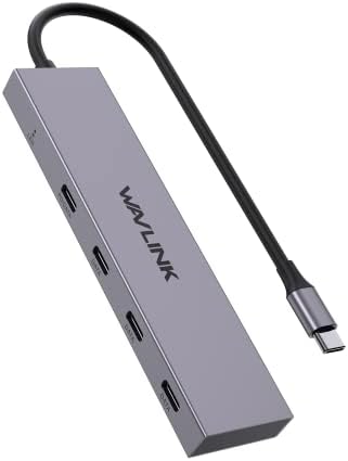 USB C Hub, Wavlink USB 3.2 Hub com 4 Porta USB-C 3.2 Gen 2, velocidade de dados de até 10 Gbps, Suporte a 87W Power Deliver