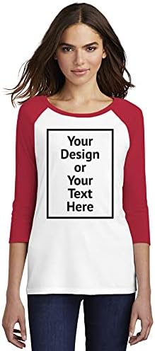 Camisa personalizada para mulheres raglan manga longa beisebol sua própria imagem texto dianteiro/traseiro