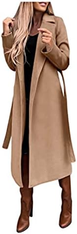 Jaqueta grossa para mulheres de manga comprida e quente lã de jaquetas longas lã difusas de jaquetas ladeadas com bolsos
