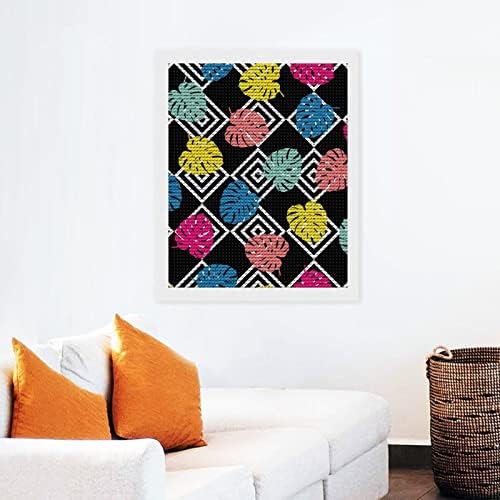 Kits de pintura de diamante de folhas tropicais coloridas para adultos Cross Stitch Diy Paint Art Pictures Craft for Home Office Wall Decor 16 x20
