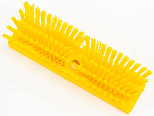 Escova de limpeza de plástico Esparta, escova de piso, escova de deck com fio acme para cozinhas industriais, hospitais, limpeza comercial, 10 polegadas, amarelo